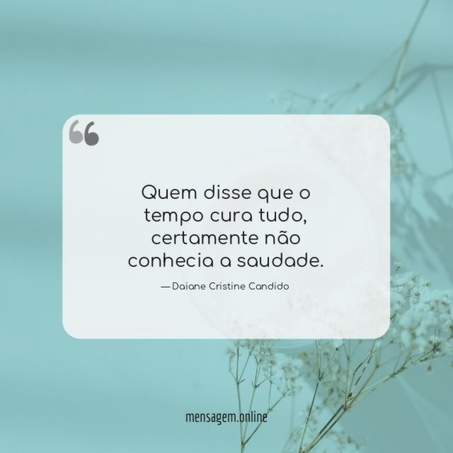 Quem disse que o tempo cura tudo, esqueceu o quanto a saudade faz doer.