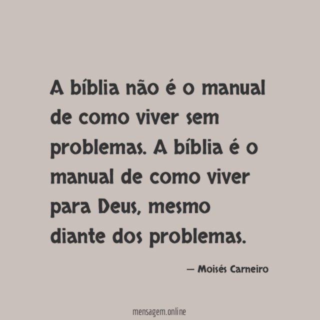 A bíblia não é o manual de como viver sem problemas